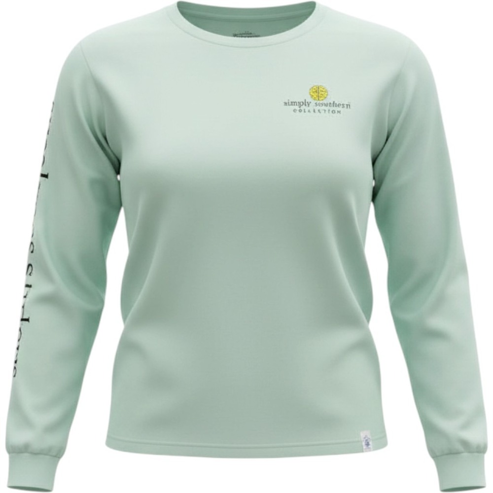 Simply Southern Choose to Shine Sunflower Long Sleeve Tee Sage Green Small